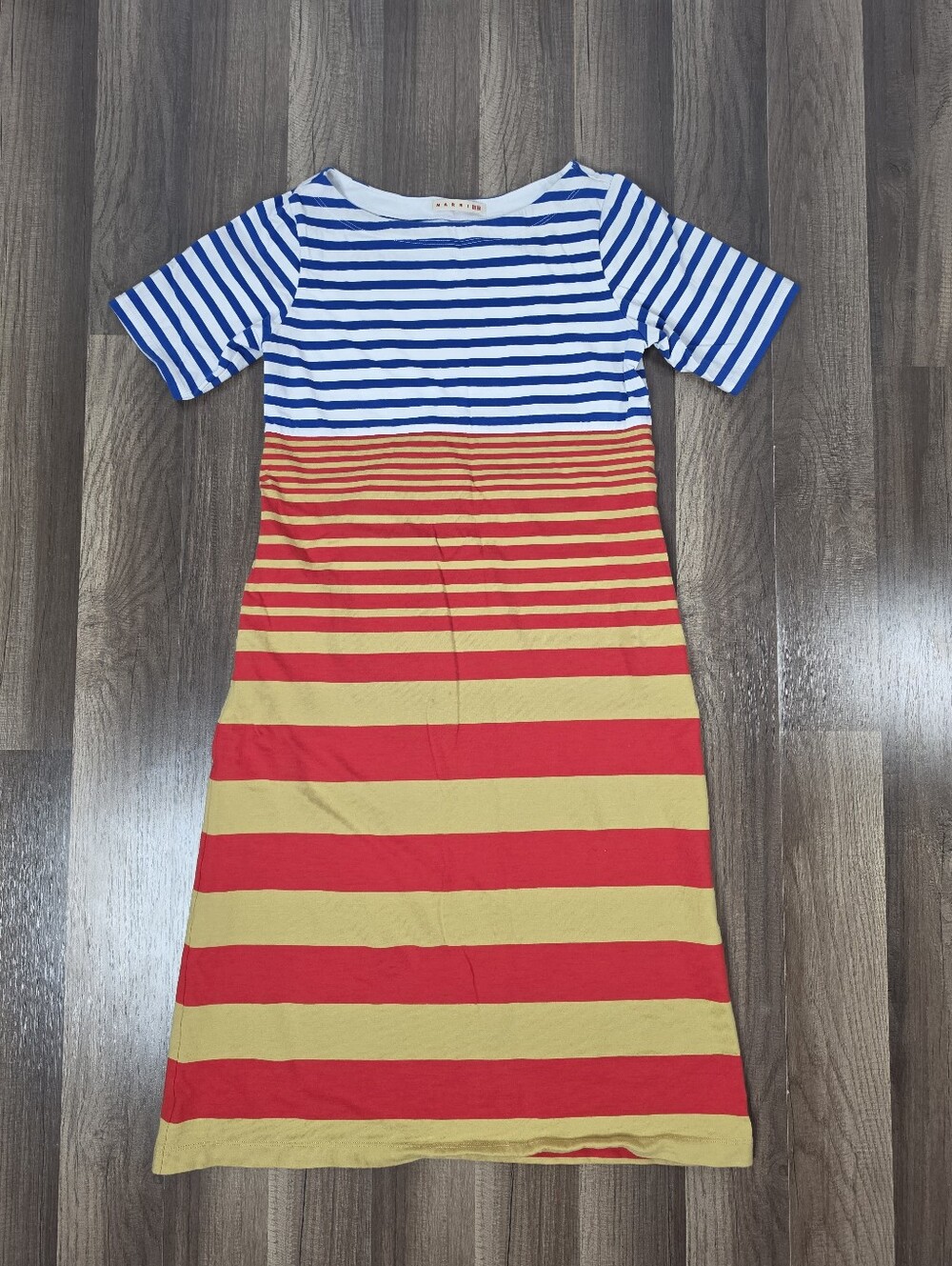 UNIQLO x MARNI Striped Border Short Sleeve Knit T-Shirt Dress Contemporary.